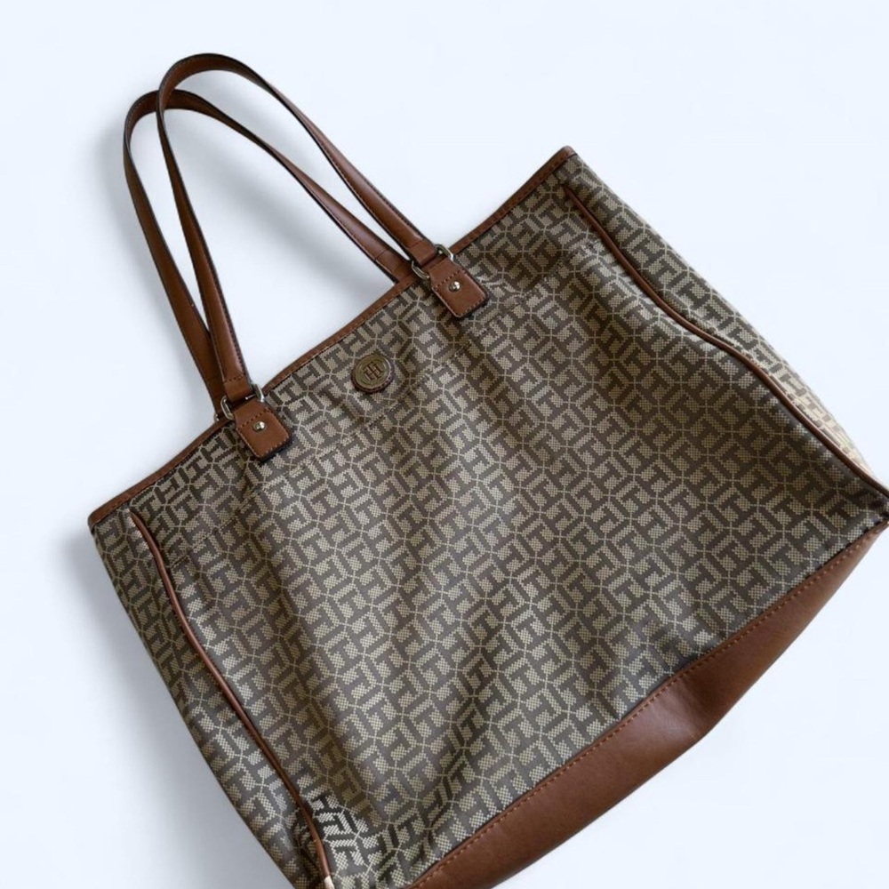 Tommy Hilfiger TH Monogram Brown and Tan Tote Bag